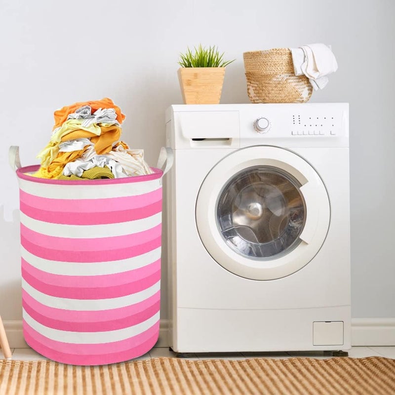 CLOCOR Pink Laundry Basket,Baby Girl Clothes Hamper for Nursery,Collapsible Toy Storage Bin with Handles, Room Decor,Waterproof Storage Basket(Pink Hamper) - Image 5